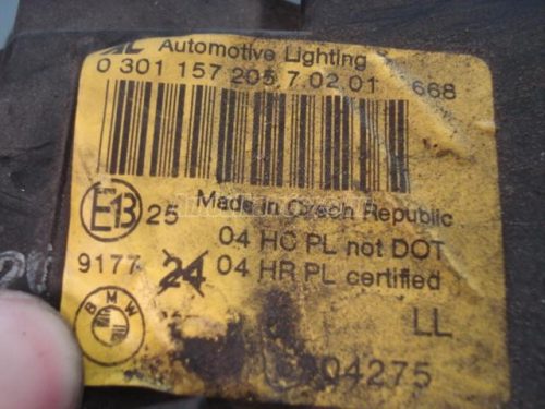 BMW 3-AS SOROZAT - 2001 - 0301157205 - főfényszóró