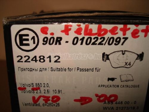 VOLVO 850,  940,  S70 - 1998 - 224812 - fékbetét készlet, tárcsafék