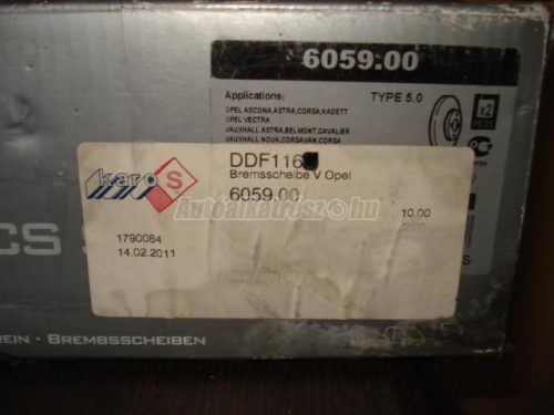 OPEL CORSA,  KADETT D,  KADETT - 1990 - 6059.00 - féktárcsa