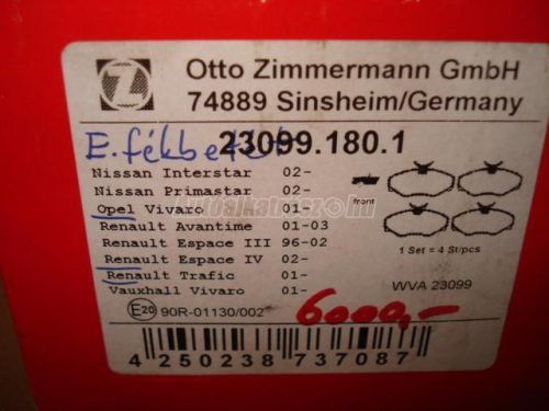 fékbetét készlet, tárcsafék